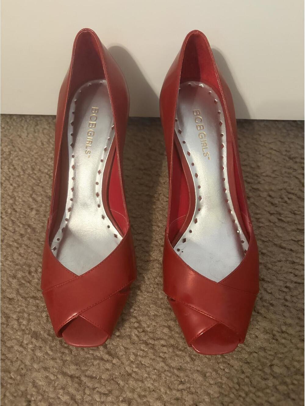 BCBGirls Red Peep Toe High Heel Pumps
